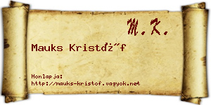 Mauks Kristóf névjegykártya